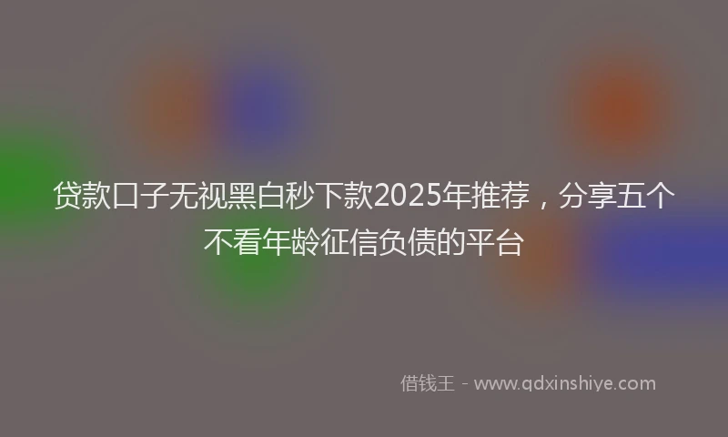 贷款口子无视黑白秒下款2025年推荐，分享五个不看年龄征信负债的平台