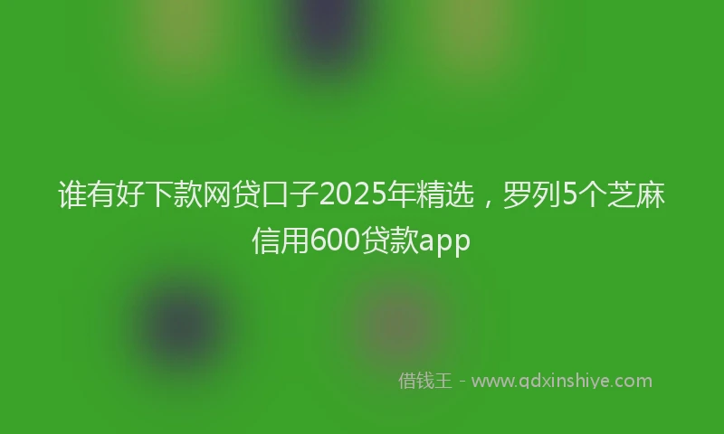 谁有好下款网贷口子2025年精选，罗列5个芝麻信用600贷款app