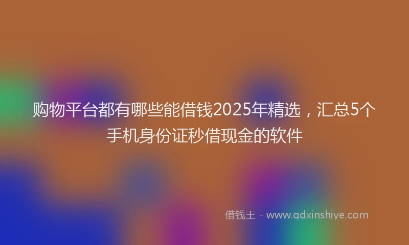 购物平台都有哪些能借钱2025年精选，汇总5个手机身份证秒借现金的软件