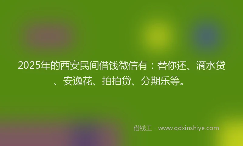 2025年的西安民间借钱微信有：替你还、滴水贷、安逸花、拍拍贷、分期乐等。