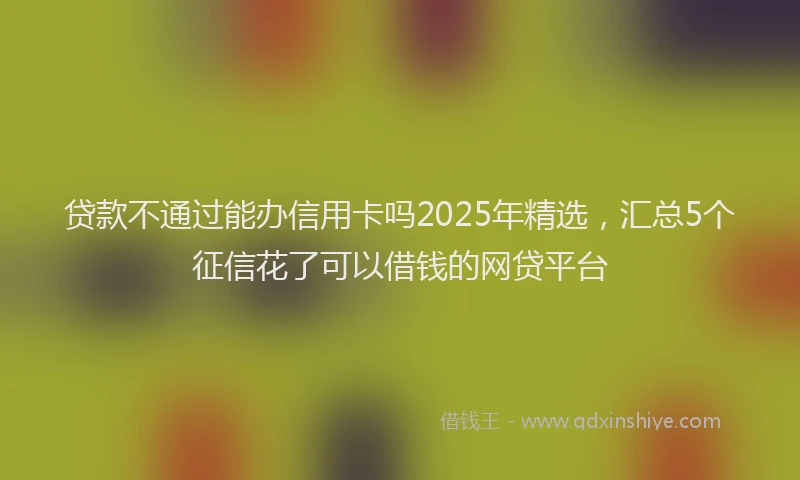贷款不通过能办信用卡吗2025年精选，汇总5个征信花了可以借钱的网贷平台