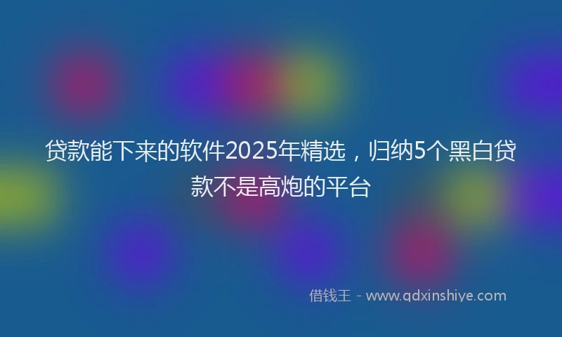 贷款能下来的软件2025年精选，归纳5个黑白贷款不是高炮的平台