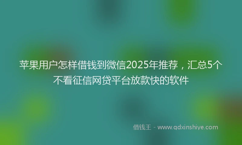 苹果用户怎样借钱到微信2025年推荐，汇总5个不看征信网贷平台放款快的软件