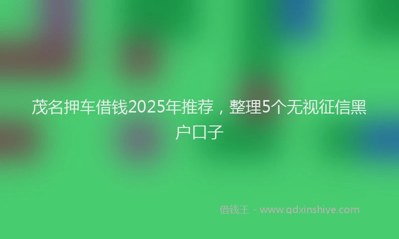 茂名押车借钱2025年推荐，整理5个无视征信黑户口子