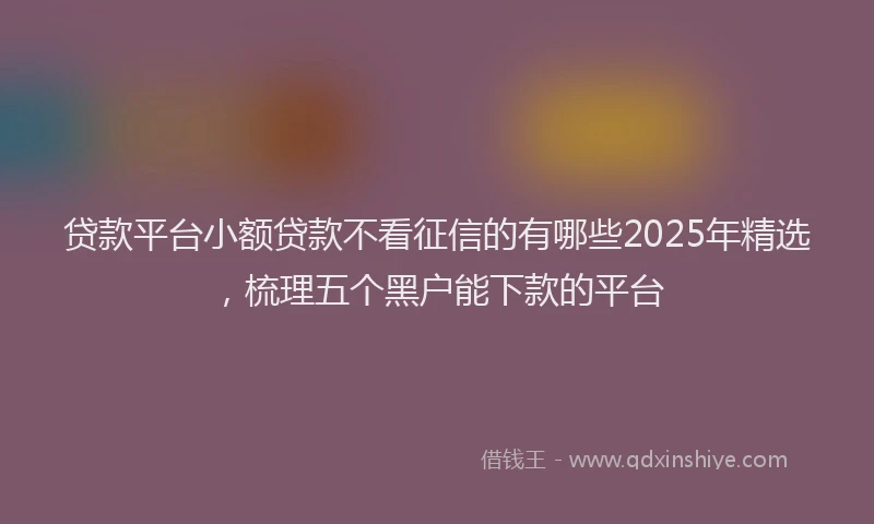 贷款平台小额贷款不看征信的有哪些2025年精选，梳理五个黑户能下款的平台