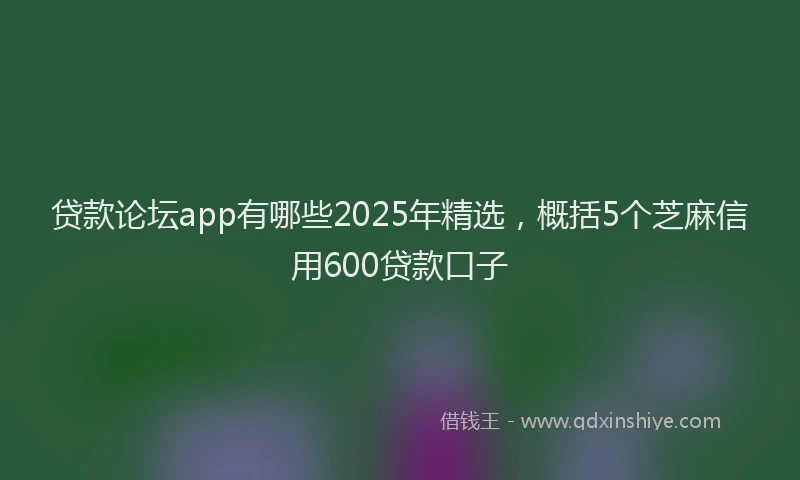 贷款论坛app有哪些2025年精选，概括5个芝麻信用600贷款口子