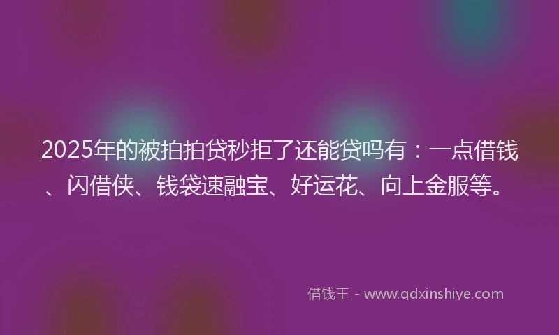 2025年的被拍拍贷秒拒了还能贷吗有:一点借钱、闪借侠、钱袋速融宝、好运花、向上金服等。