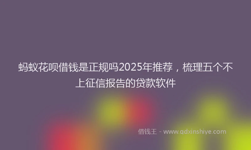 蚂蚁花呗借钱是正规吗2025年推荐，梳理五个不上征信报告的贷款软件