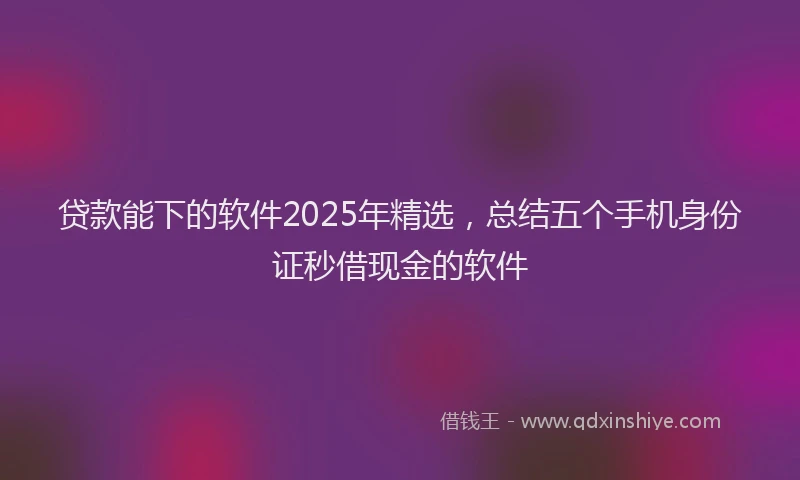 贷款能下的软件2025年精选，总结五个手机身份证秒借现金的软件