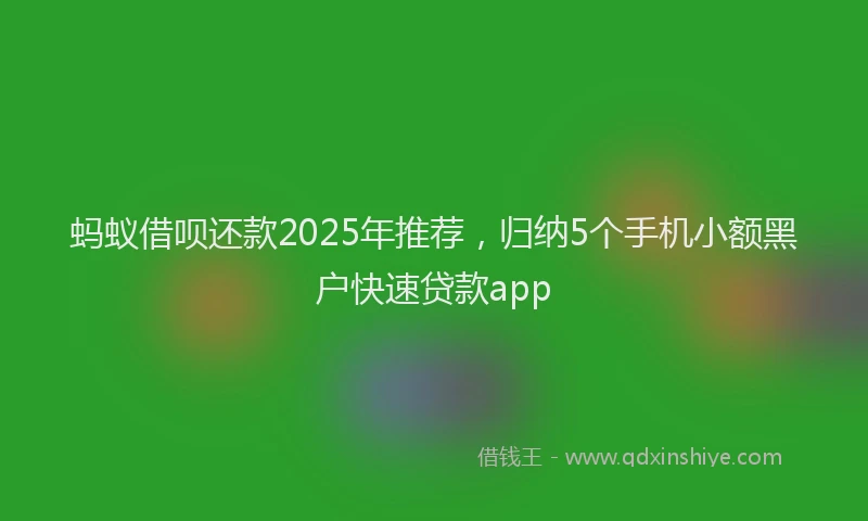 蚂蚁借呗还款2025年推荐，归纳5个手机小额黑户快速贷款app