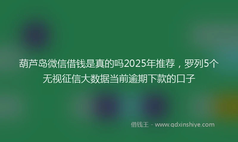 葫芦岛微信借钱是真的吗2025年推荐，罗列5个无视征信大数据当前逾期下款的口子