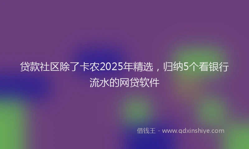 贷款社区除了卡农2025年精选，归纳5个看银行流水的网贷软件