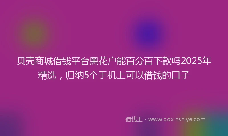 贝壳商城借钱平台黑花户能百分百下款吗2025年精选，归纳5个手机上可以借钱的口子