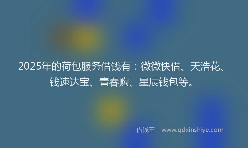 2025年的荷包服务借钱有：微微快借、天浩花、钱速达宝、青春购、星辰钱包等。