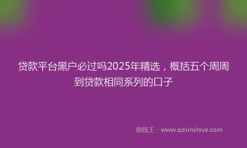 贷款平台黑户必过吗2025年精选，概括五个周周到贷款相同系列的口子