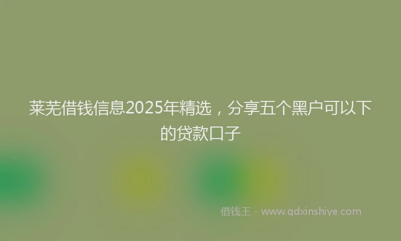 莱芜借钱信息2025年精选，分享五个黑户可以下的贷款口子