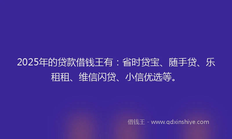 2025年的贷款借钱王有：省时贷宝、随手贷、乐租租、维信闪贷、小信优选等。