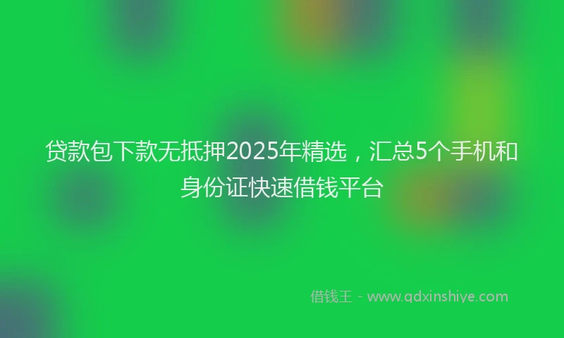 贷款包下款无抵押2025年精选，汇总5个手机和身份证快速借钱平台