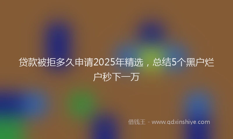 贷款被拒多久申请2025年精选，总结5个黑户烂户秒下一万