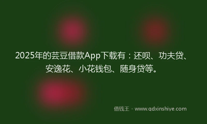 2025年的芸豆借款App下载有：还呗、功夫贷、安逸花、小花钱包、随身贷等。
