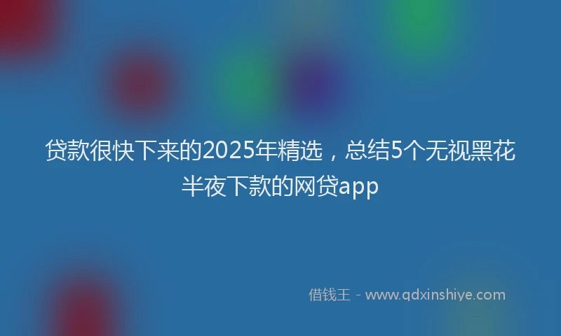 贷款很快下来的2025年精选，总结5个无视黑花半夜下款的网贷app