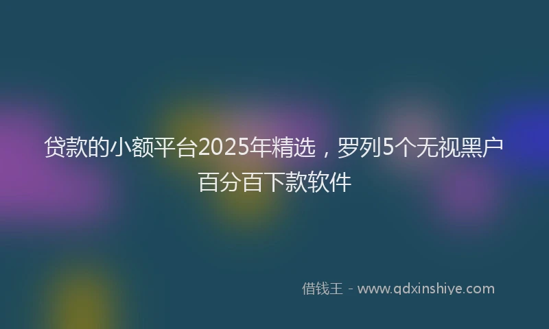 贷款的小额平台2025年精选，罗列5个无视黑户百分百下款软件