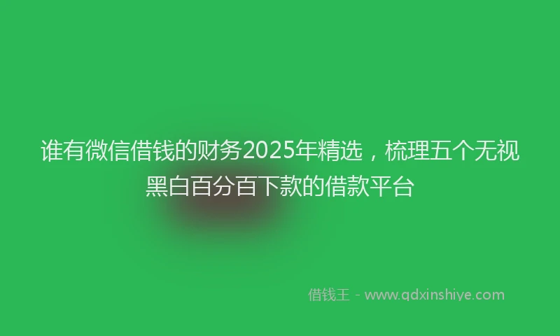 谁有微信借钱的财务2025年精选，梳理五个无视黑白百分百下款的借款平台