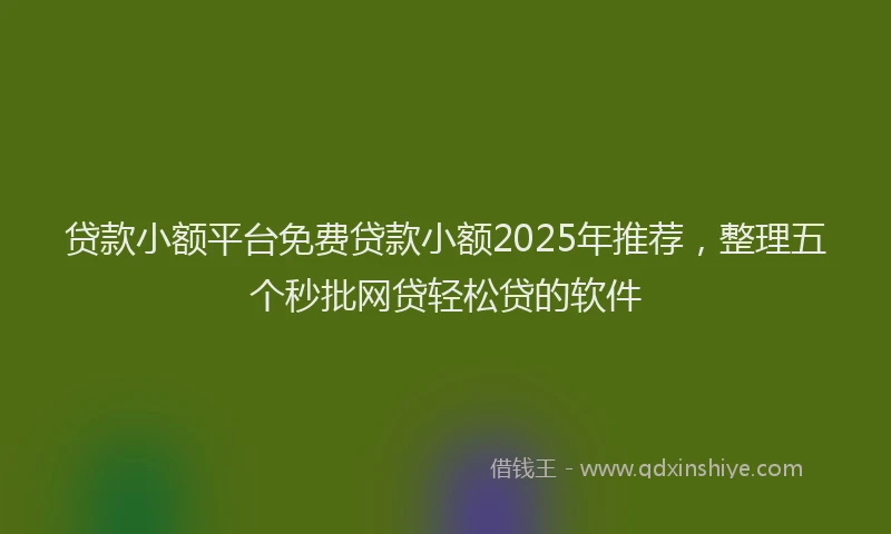 贷款小额平台免费贷款小额2025年推荐，整理五个秒批网贷轻松贷的软件