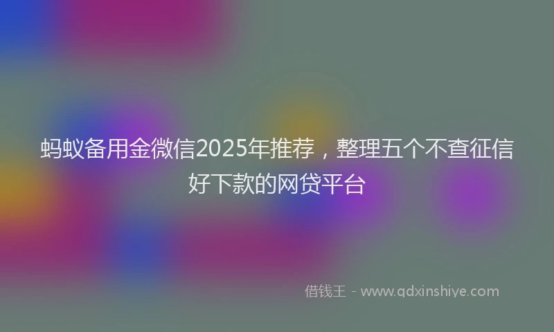 蚂蚁备用金微信2025年推荐，整理五个不查征信好下款的网贷平台