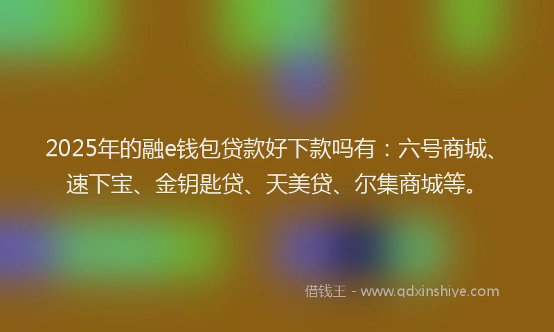 2025年的融e钱包贷款好下款吗有：六号商城、速下宝、金钥匙贷、天美贷、尔集商城等。