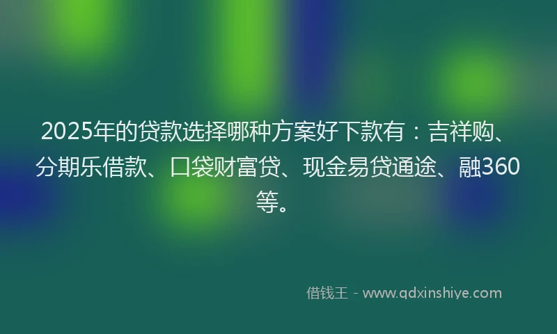 2025年的贷款选择哪种方案好下款有：吉祥购、分期乐借款、口袋财富贷、现金易贷通途、融360等。