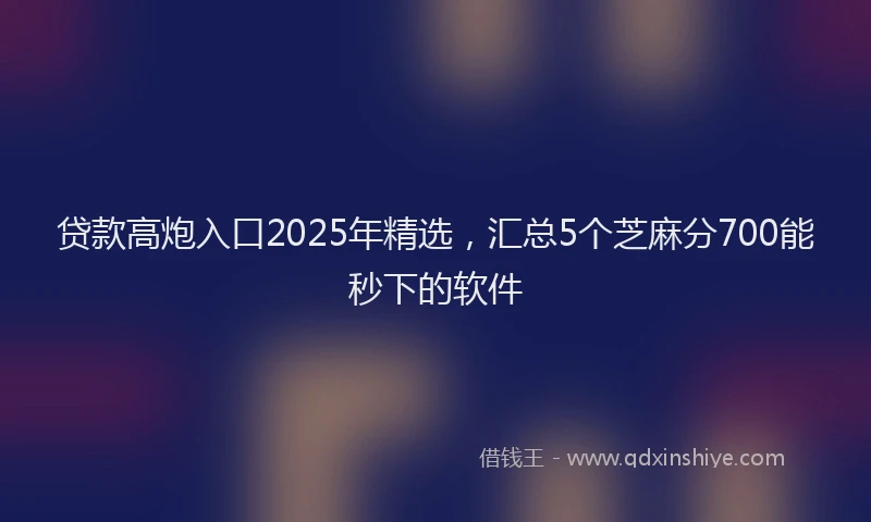 贷款高炮入口2025年精选，汇总5个芝麻分700能秒下的软件