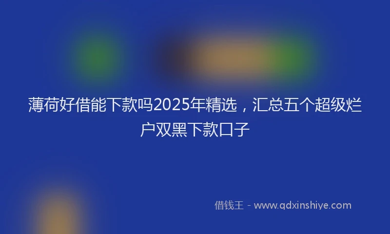 薄荷好借能下款吗2025年精选，汇总五个超级烂户双黑下款口子