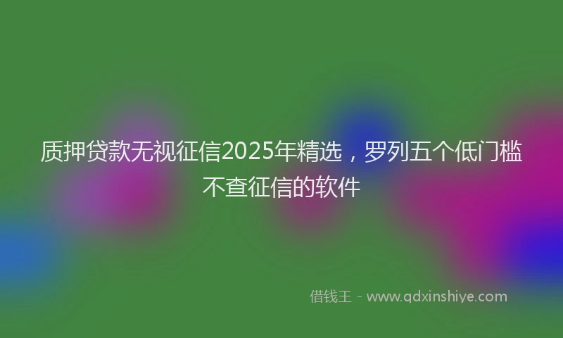 质押贷款无视征信2025年精选，罗列五个低门槛不查征信的软件