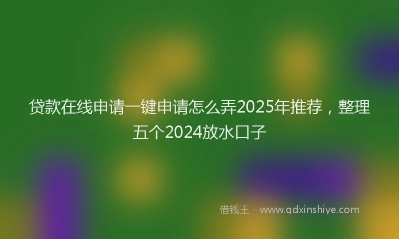 贷款在线申请一键申请怎么弄2025年推荐，整理五个2024放水口子