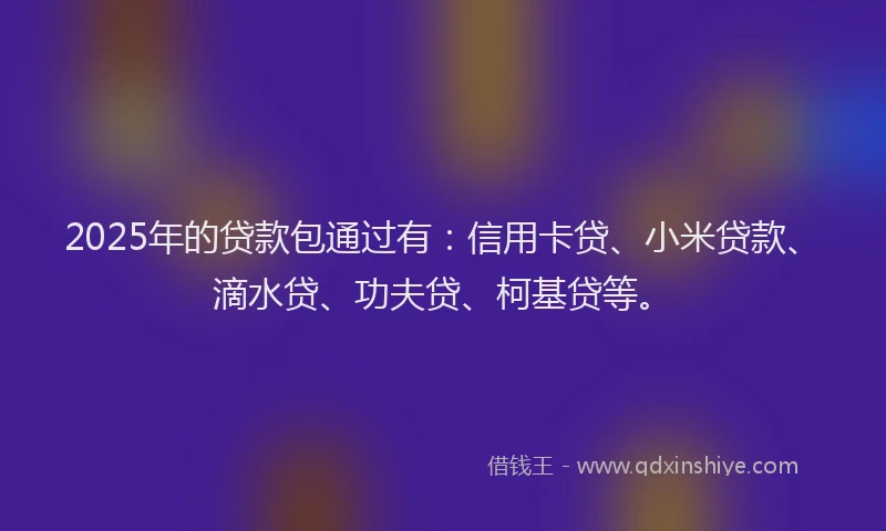 2025年的贷款包通过有：信用卡贷、小米贷款、滴水贷、功夫贷、柯基贷等。