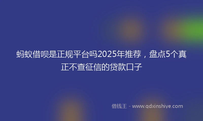 蚂蚁借呗是正规平台吗2025年推荐，盘点5个真正不查征信的贷款口子