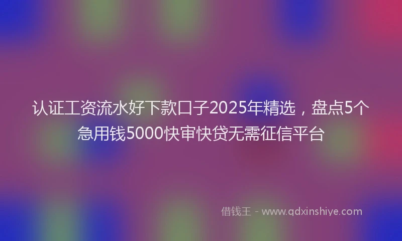 认证工资流水好下款口子2025年精选，盘点5个急用钱5000快审快贷无需征信平台