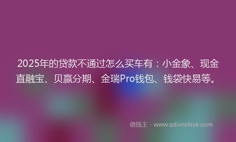2025年的贷款不通过怎么买车有：小金象、现金直融宝、贝赢分期、金瑞Pro钱包、钱袋快易等。