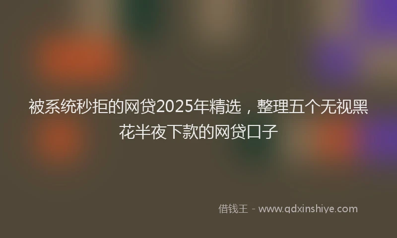 被系统秒拒的网贷2025年精选，整理五个无视黑花半夜下款的网贷口子