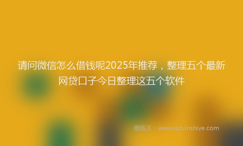 请问微信怎么借钱呢2025年推荐，整理五个最新网贷口子今日整理这五个软件