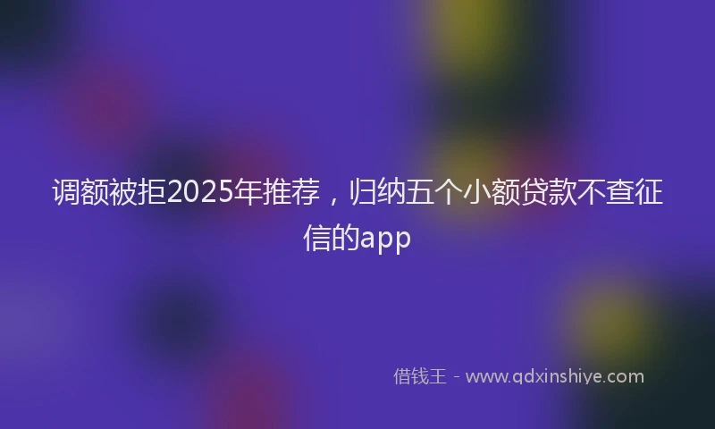调额被拒2025年推荐，归纳五个小额贷款不查征信的app