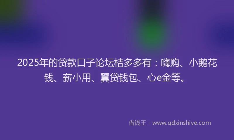 2025年的贷款口子论坛桔多多有：嗨购、小鹅花钱、薪小用、翼贷钱包、心e金等。