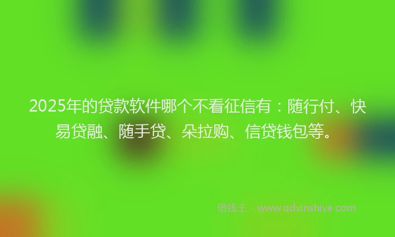 2025年的贷款软件哪个不看征信有：随行付、快易贷融、随手贷、朵拉购、信贷钱包等。