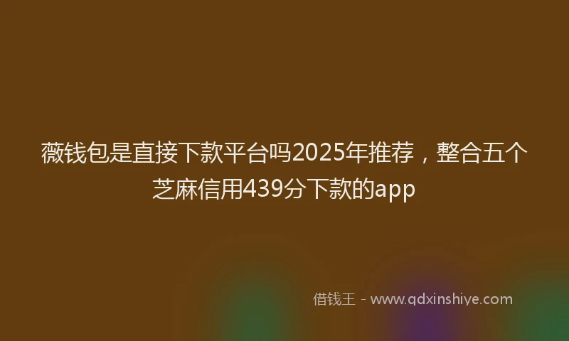 薇钱包是直接下款平台吗2025年推荐，整合五个芝麻信用439分下款的app