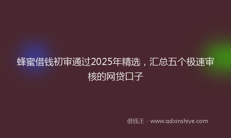 蜂蜜借钱初审通过2025年精选，汇总五个极速审核的网贷口子