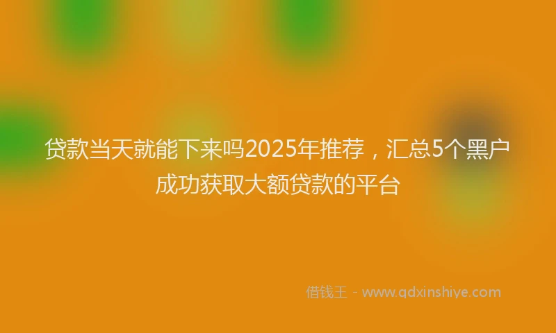 贷款当天就能下来吗2025年推荐，汇总5个黑户成功获取大额贷款的平台