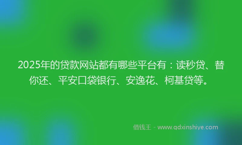2025年的贷款网站都有哪些平台有：读秒贷、替你还、平安口袋银行、安逸花、柯基贷等。