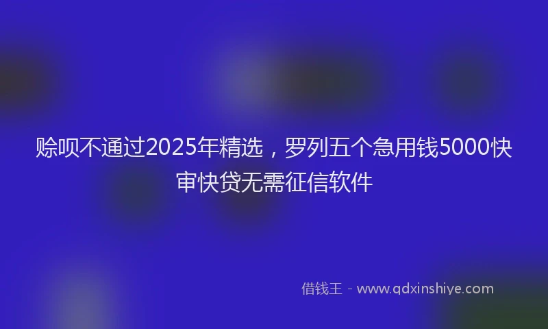 赊呗不通过2025年精选，罗列五个急用钱5000快审快贷无需征信软件