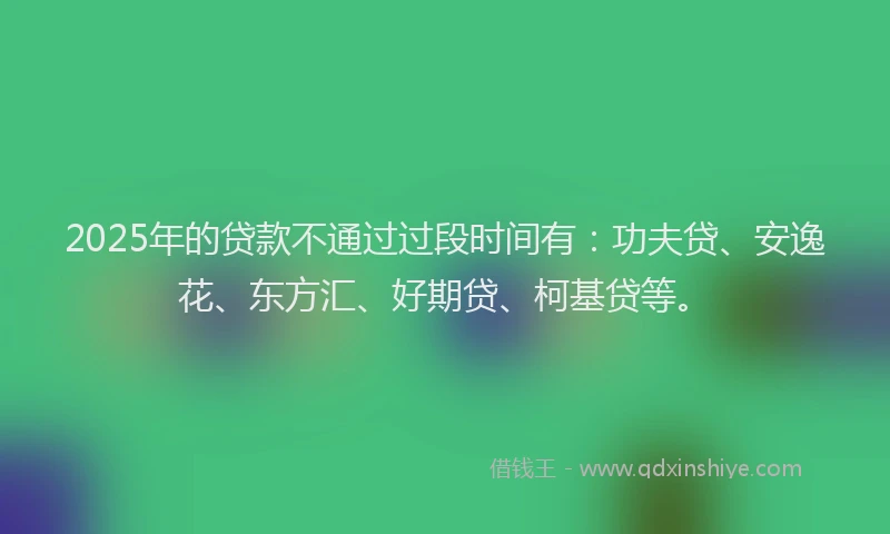 2025年的贷款不通过过段时间有：功夫贷、安逸花、东方汇、好期贷、柯基贷等。